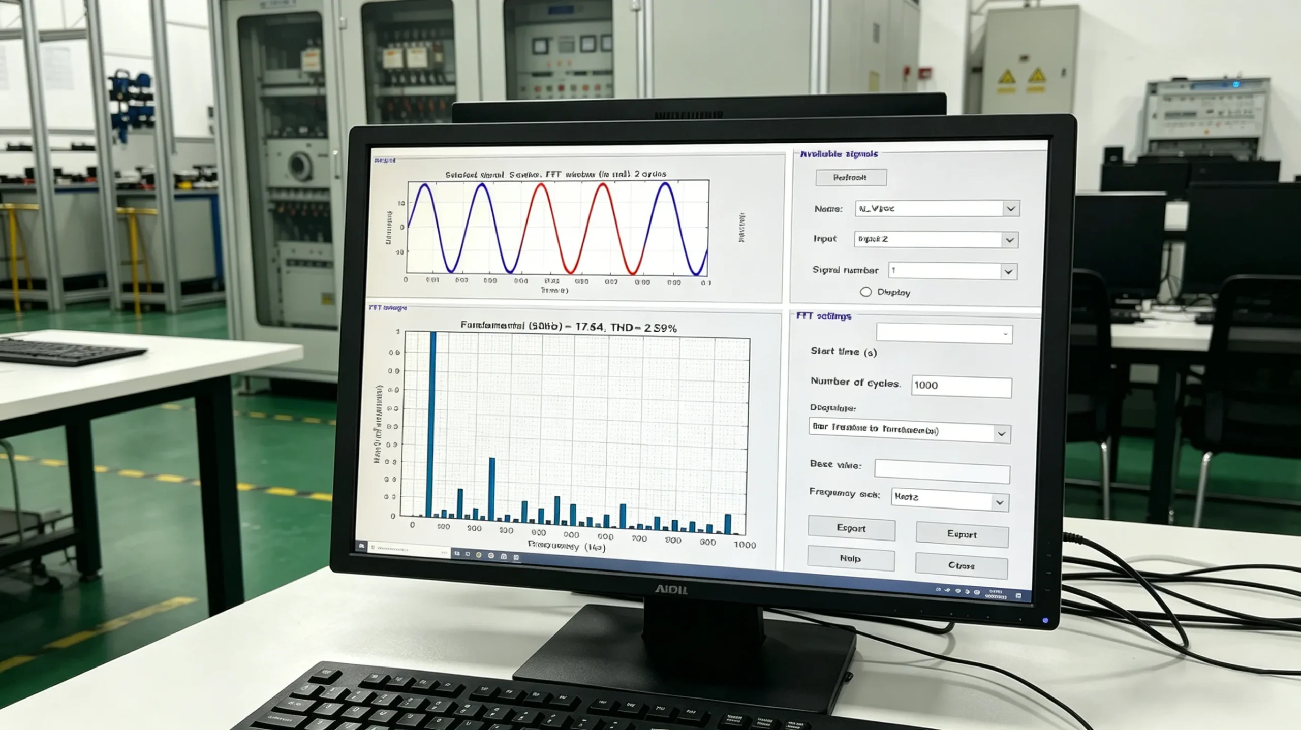 Grid connection power quality testing - THD and power factor verification